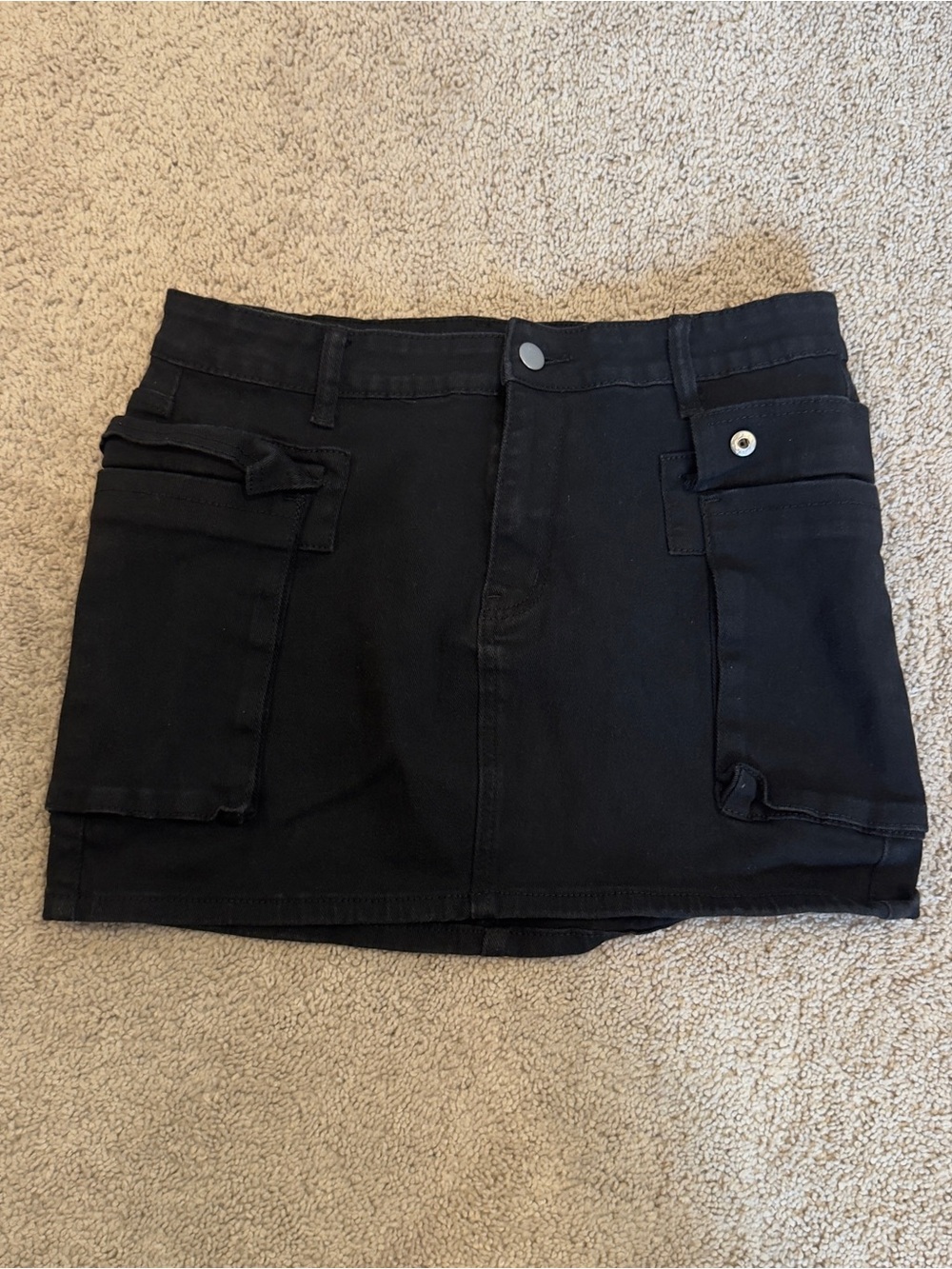 Black Cargo Pocket Mini Skirt